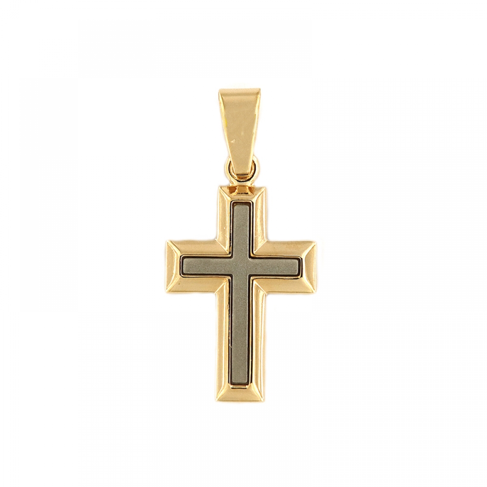 eurosilver - Pendentif Croix Bicolor Plaqué Or 6996094