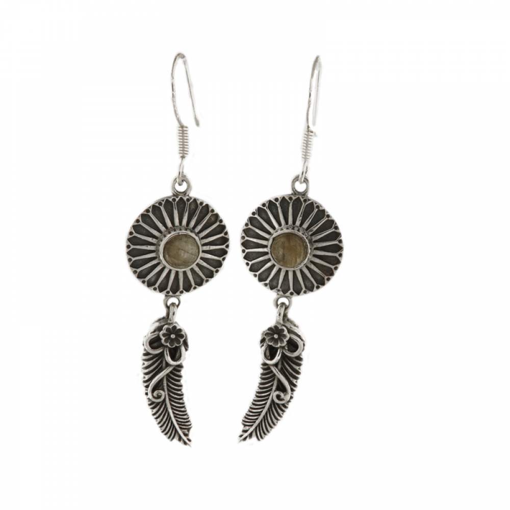 eurosilver - Boucles Argent Labradorite Plumes 