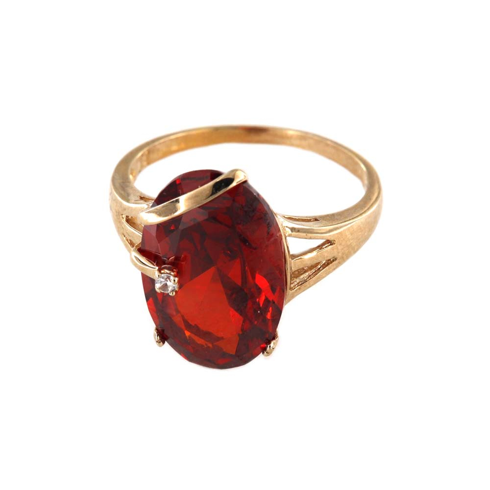 eurosilver - Bague Plaqué Or Ovale Grenat 416602G