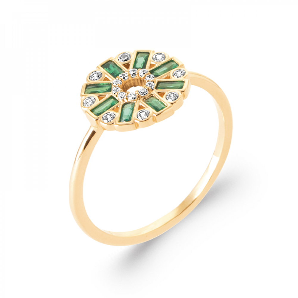 eurosilver - Bague Plaqué Or OZ Vert 77957250