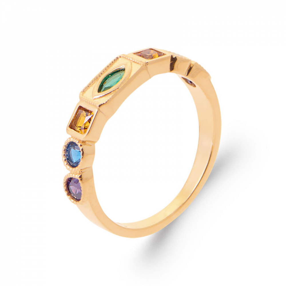eurosilver - Bague Plaqué Or Multicolore CZ 77950930