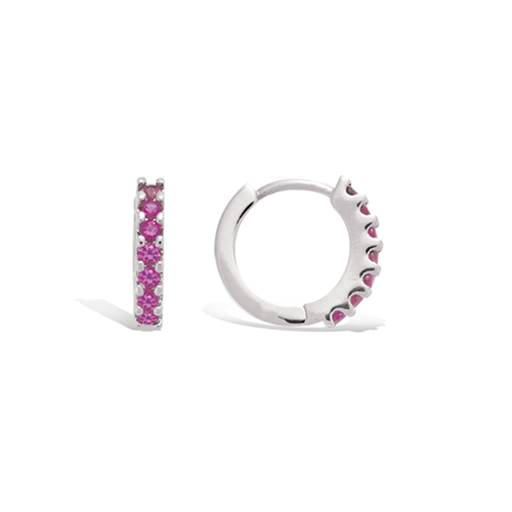 eurosilver - Créole Argent RH OZ Fuchsia  93750124F