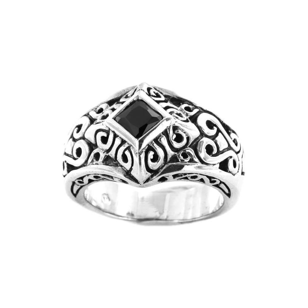 eurosilver - Bague CZ Noir Argent