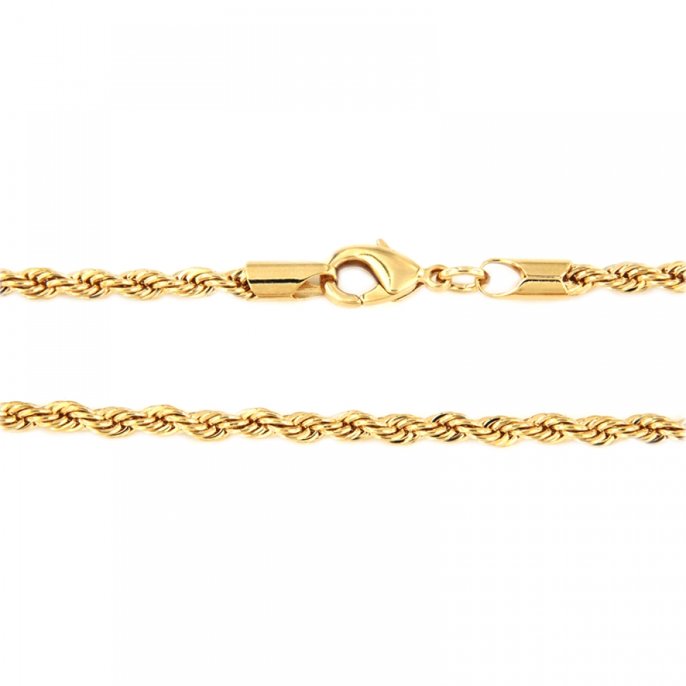 eurosilver - Collier Maille Corde 3mm Plaqué Or 6693523