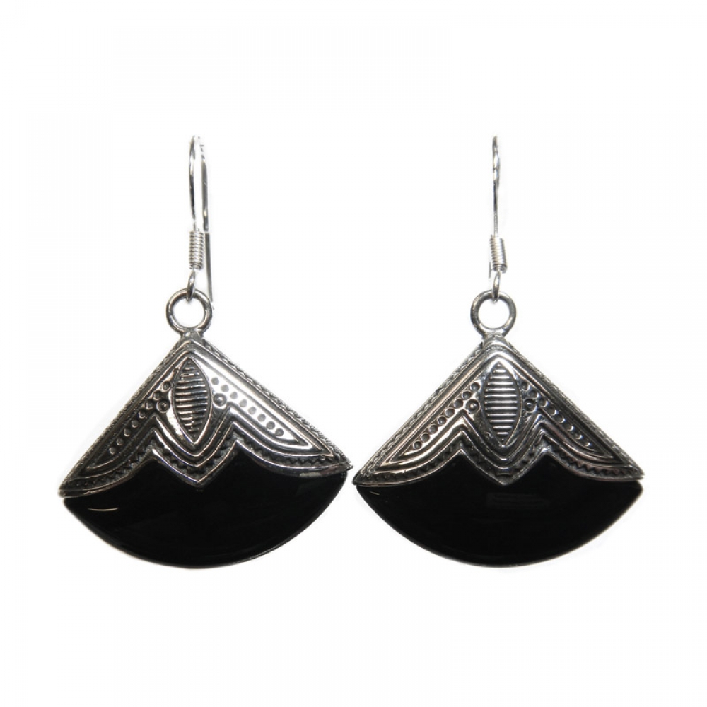 eurosilver - Boucles d'oreilles Onyx Touareg Argent