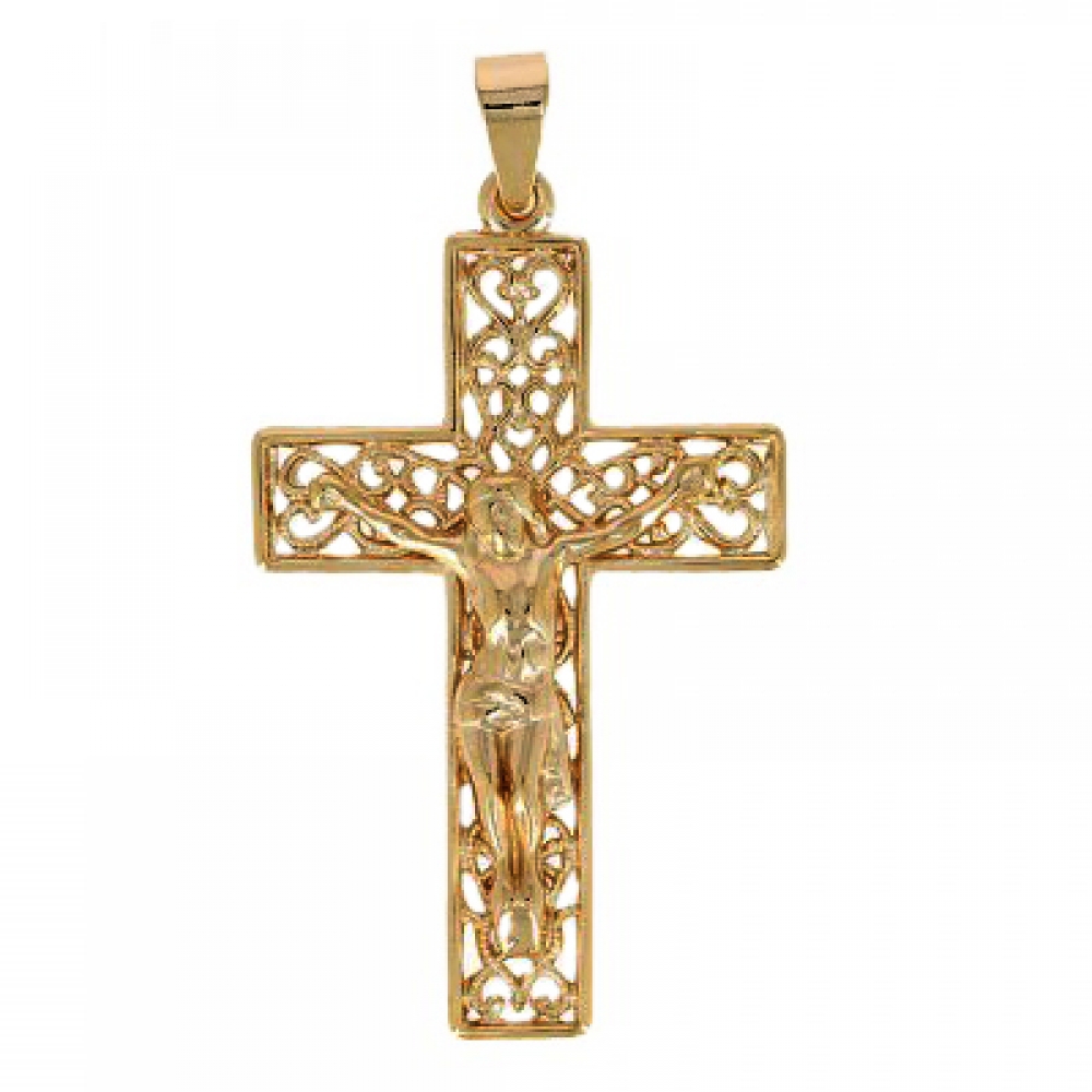 eurosilver - Pendentif Croix avec Christ Plaqué Or