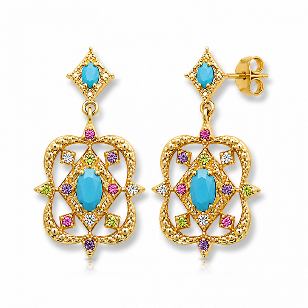 eurosilver - Boucles d’Oreilles Pendantes Turquoise 739508310