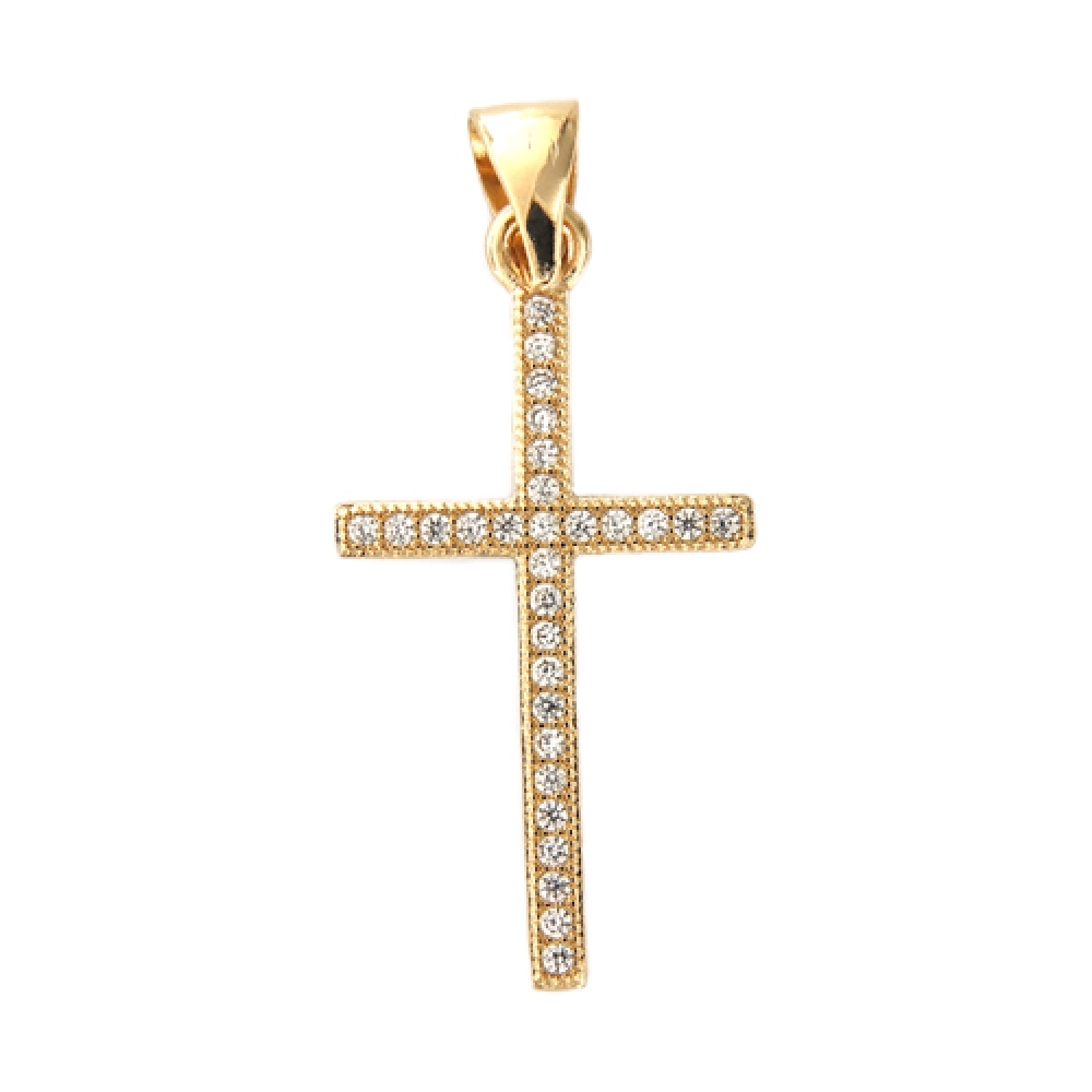 eurosilver - Pendentif Croix Microserti Plaqué Or 9951430