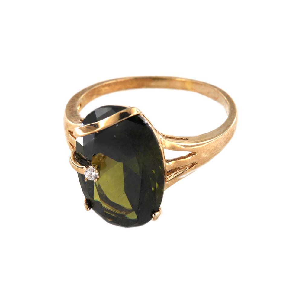 eurosilver - Bague Plaqué Or Ovale Olive 416602V