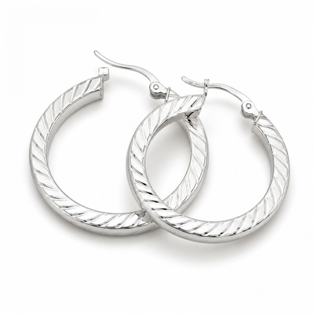 eurosilver - Créoles Argent Texturées 3171