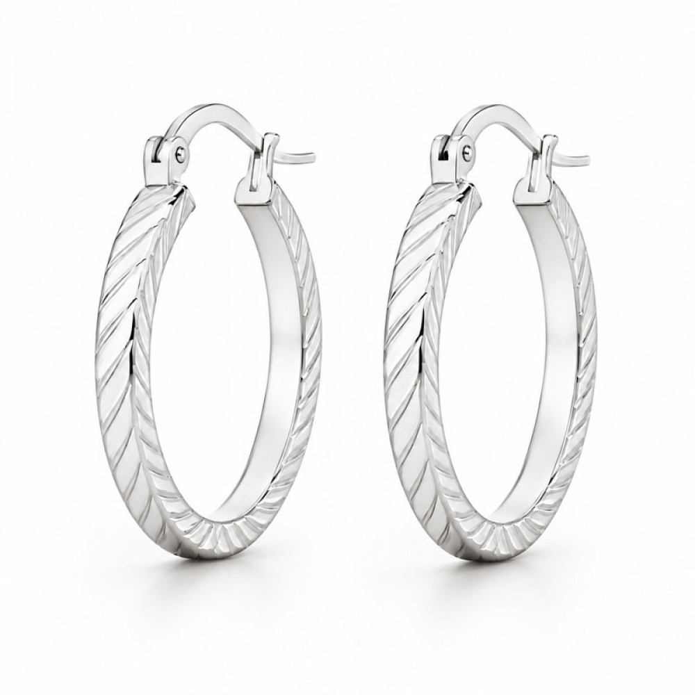 eurosilver - Créoles Argent Texturées 3171