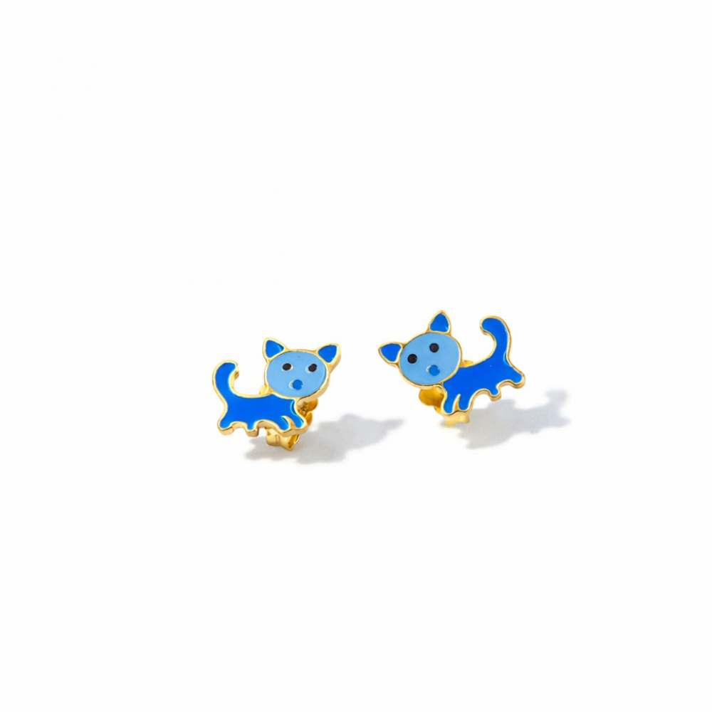 eurosilver - Boucles d’oreilles Chat Bleu en Argent 333701275B
