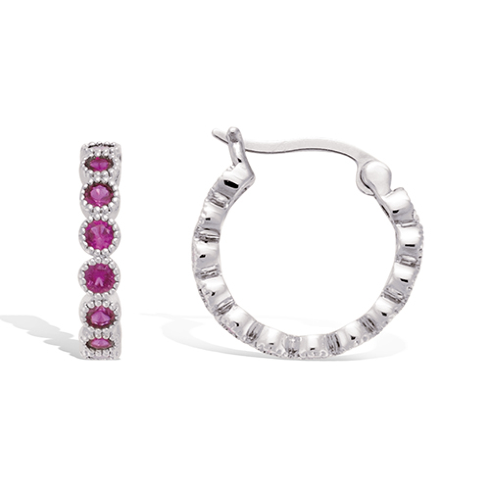 eurosilver - Créole Argent RH OZ Fuchsia 18mm  93750770F