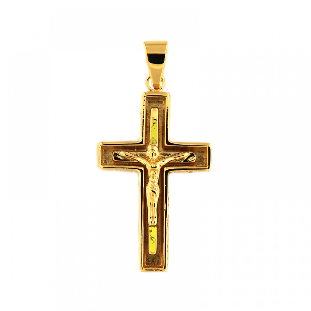eurosilver - Pendentif Croix avec Christ Plaqué Or