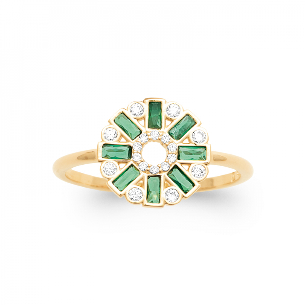 eurosilver - Bague Plaqué Or OZ Vert 77957250