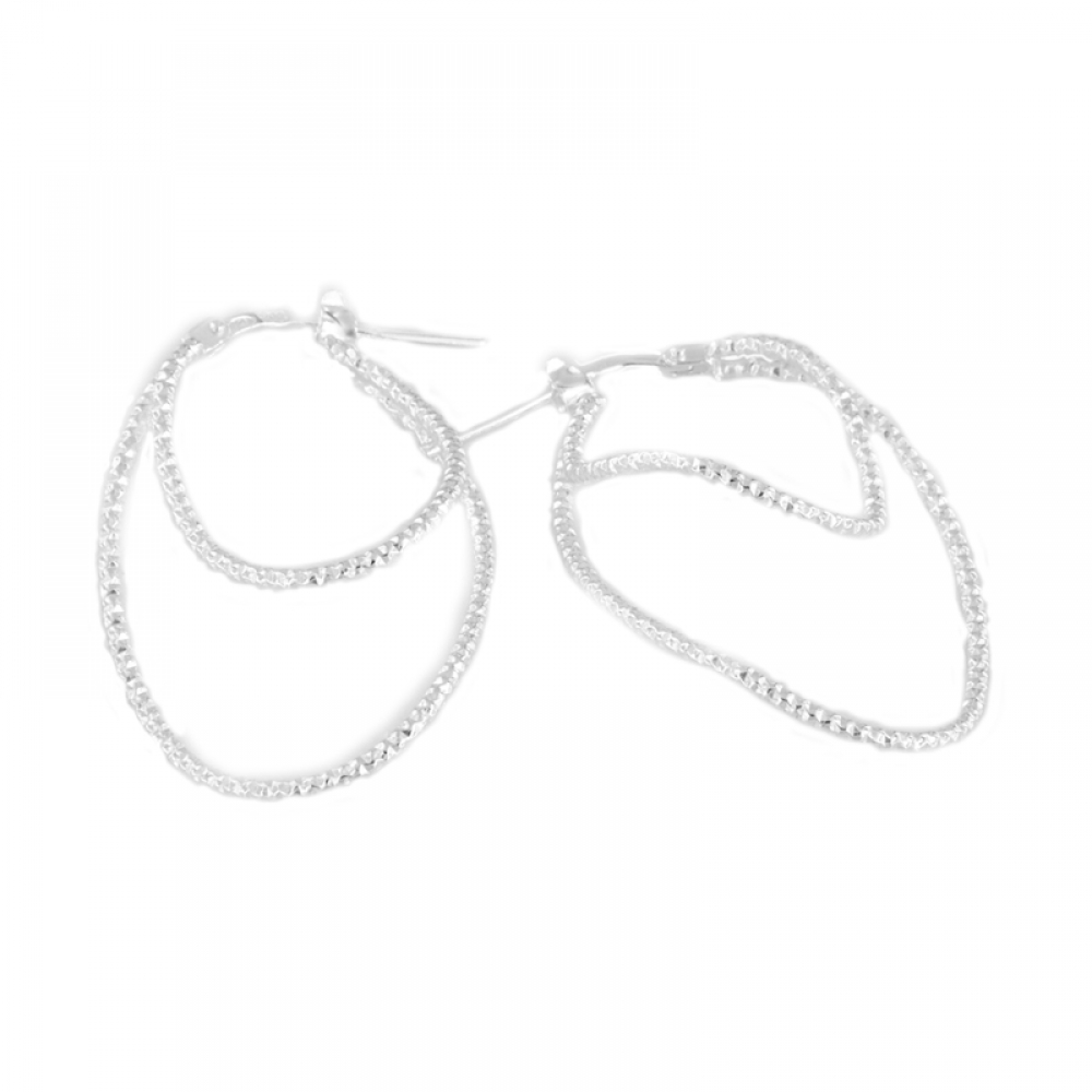 eurosilver - Créole Diamanté Ondulé Argent 33371622