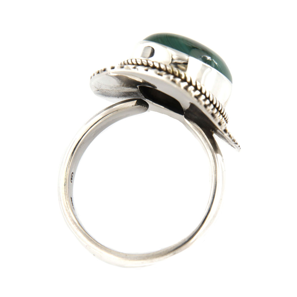 eurosilver - Bague Argent Ajustable Malachite GM 2377002