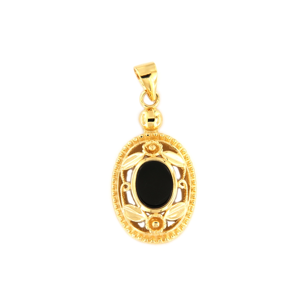 eurosilver - Pendentif Ajouré Onyx Plaqué Or 1993851