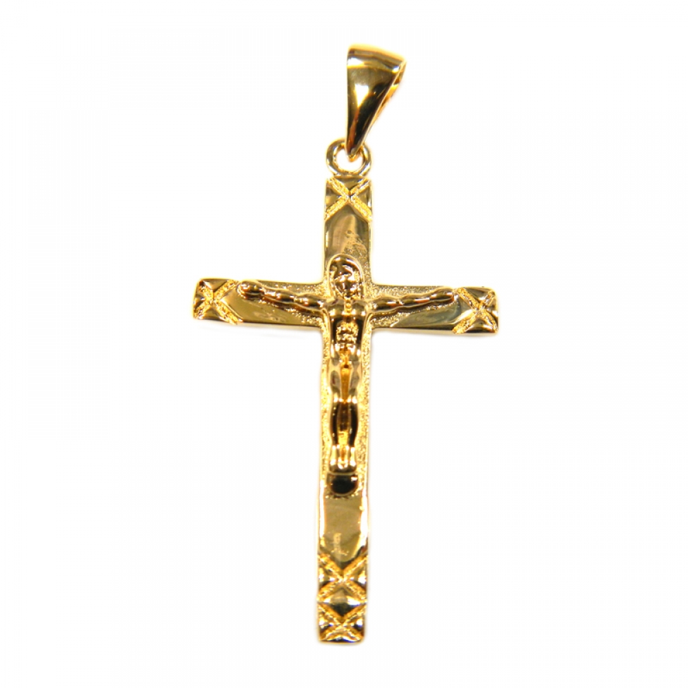 eurosilver - Pendentif Croix avec Christ Plaqué Or