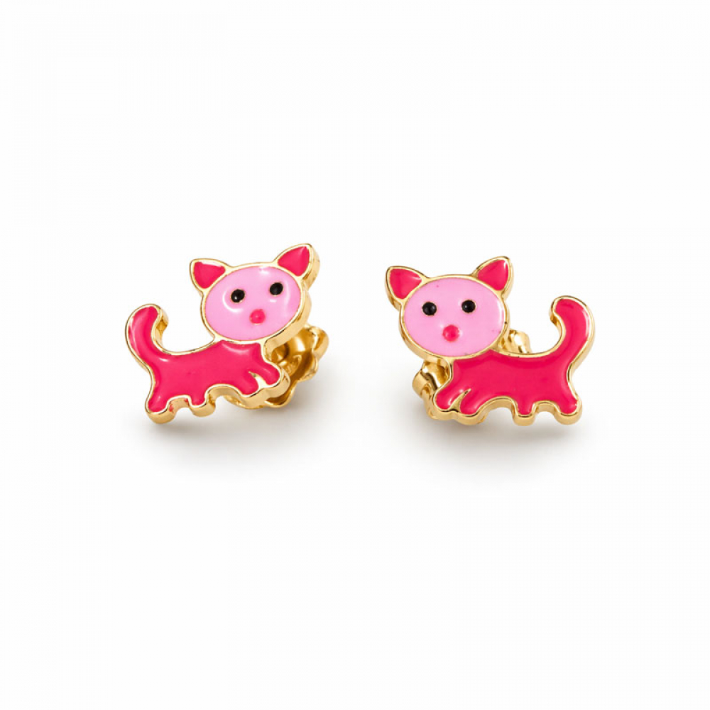 eurosilver - Boucles d'oreilles Argent Chat Rose 333701275R