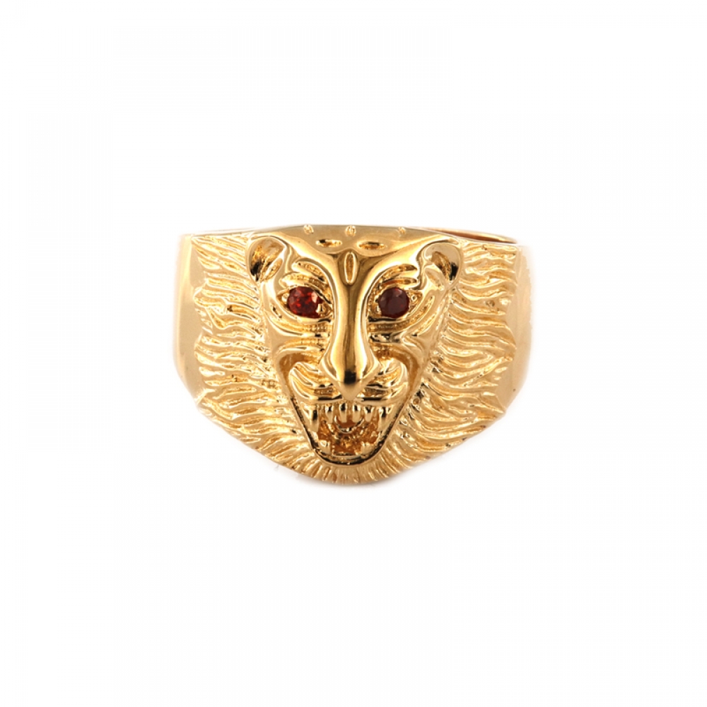 eurosilver - Bague Homme Tête de Lion CZ Rouge 1795066