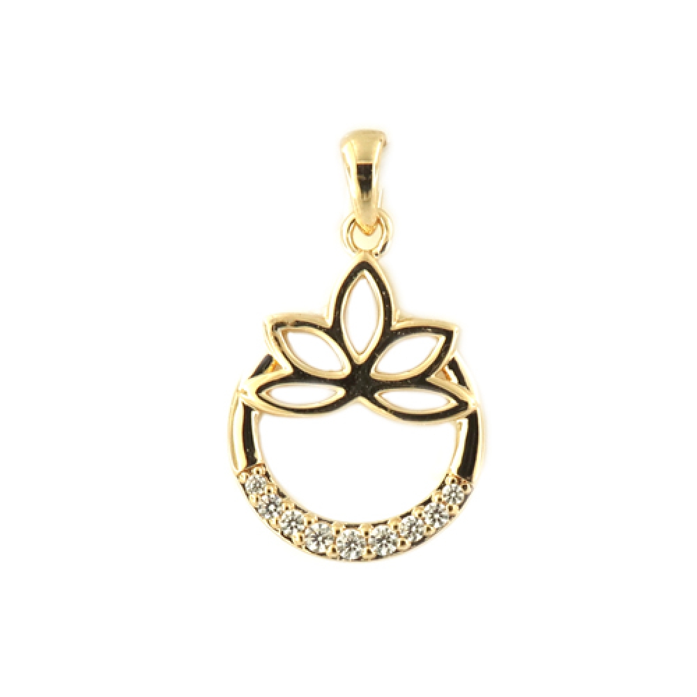 eurosilver - Pendentif Fleur Lotus Plaqué Or