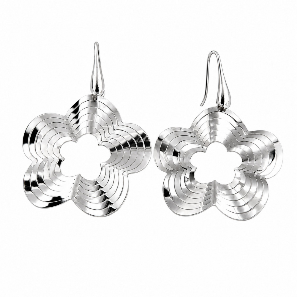 eurosilver - Boucles d’Oreilles Argent Rhodié Fleur 348710