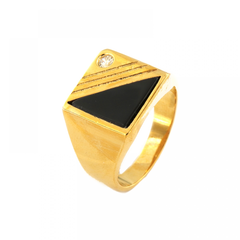 eurosilver - Bague Homme Plaqué Or Onyx OZ