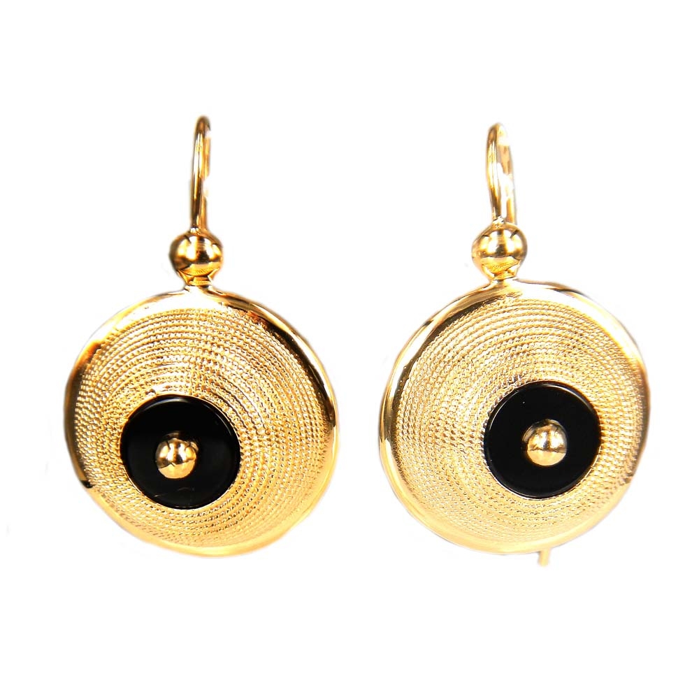 eurosilver - Boucle d'oreille Onyx Plaqué Or 1393823