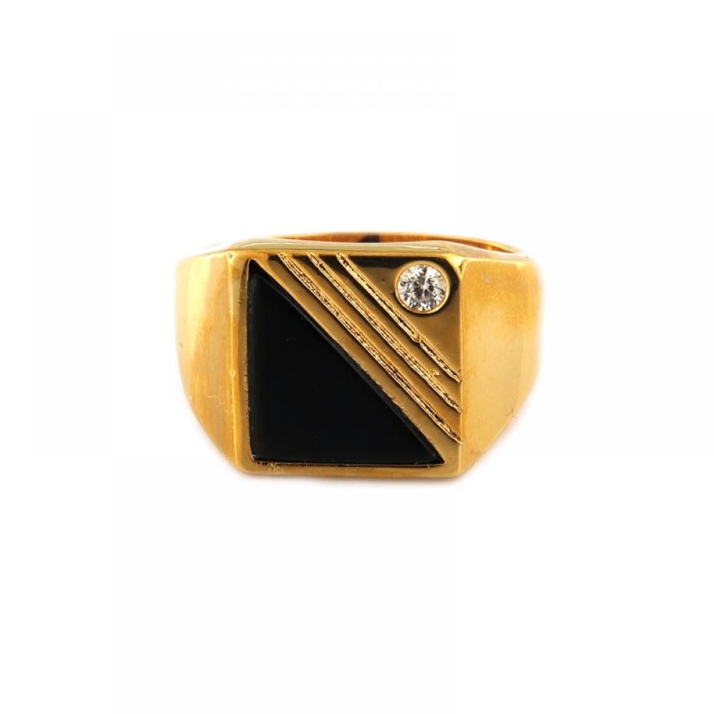 eurosilver - Bague Homme Plaqué Or Onyx OZ