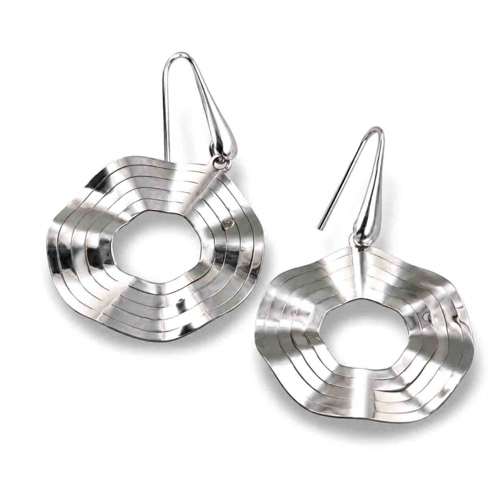 eurosilver - Boucles d’Oreilles Argent Rhodié Ondulé 348701