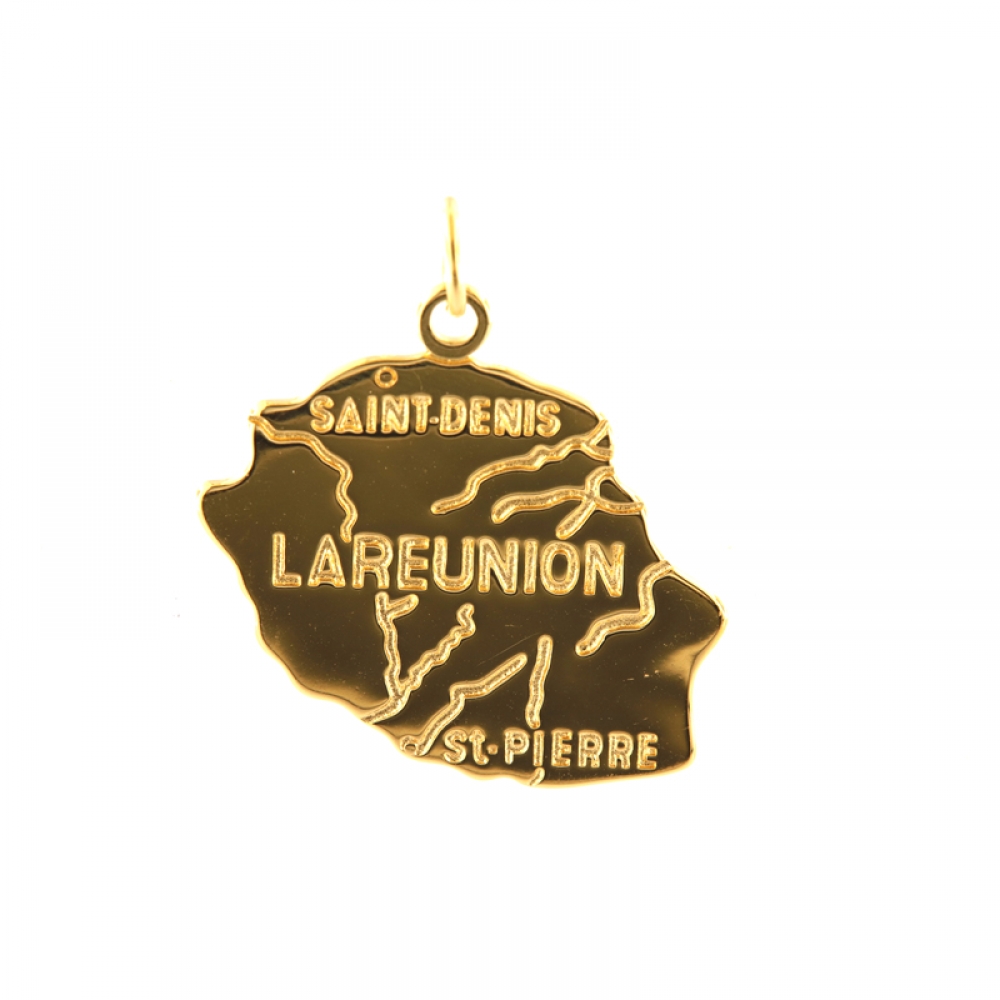 eurosilver - Carte d'Ile de la Réunion GM Pendentif